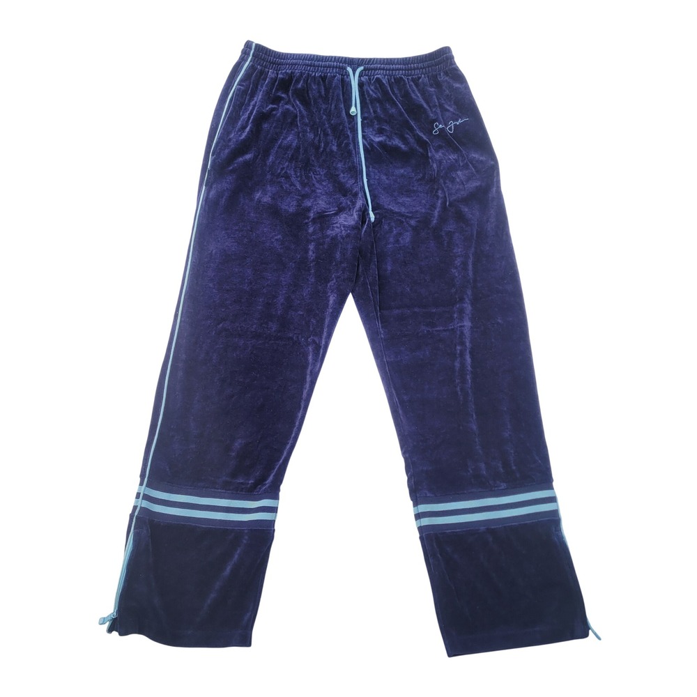 Sean John Velour Track Pants Mens XXL Navy Blue Y2K Side Zip Velvet Joggers J45
